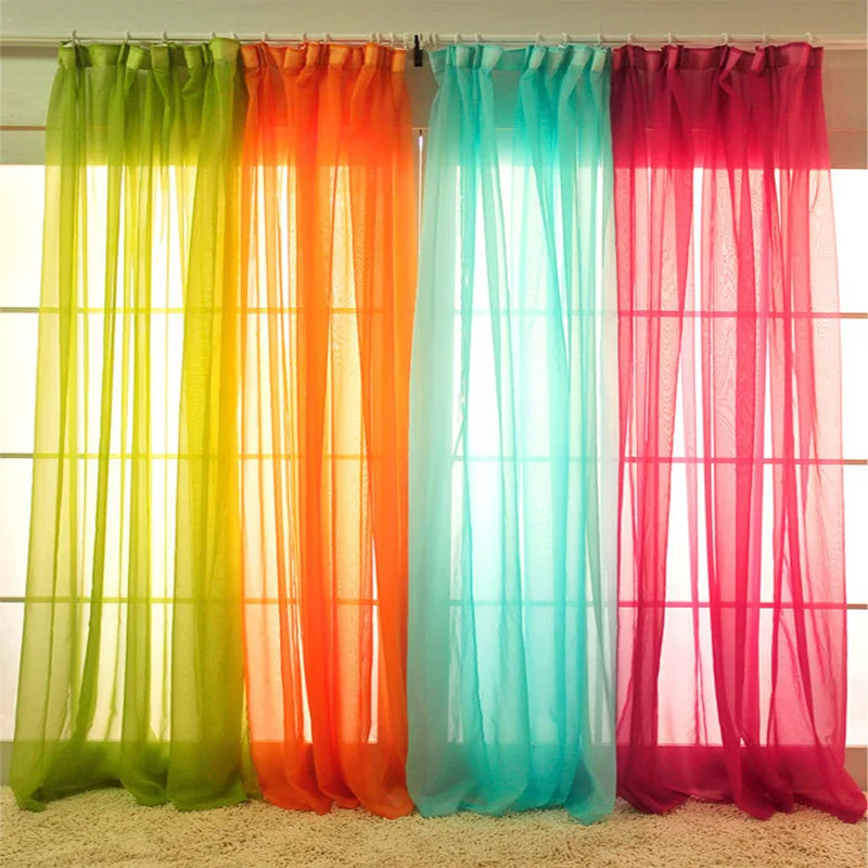 

Solid Color Curtains Semi-blackout Voile Transparent Tulle for Living Room Modern Window Bedroom Curtains Door Drape Decoration