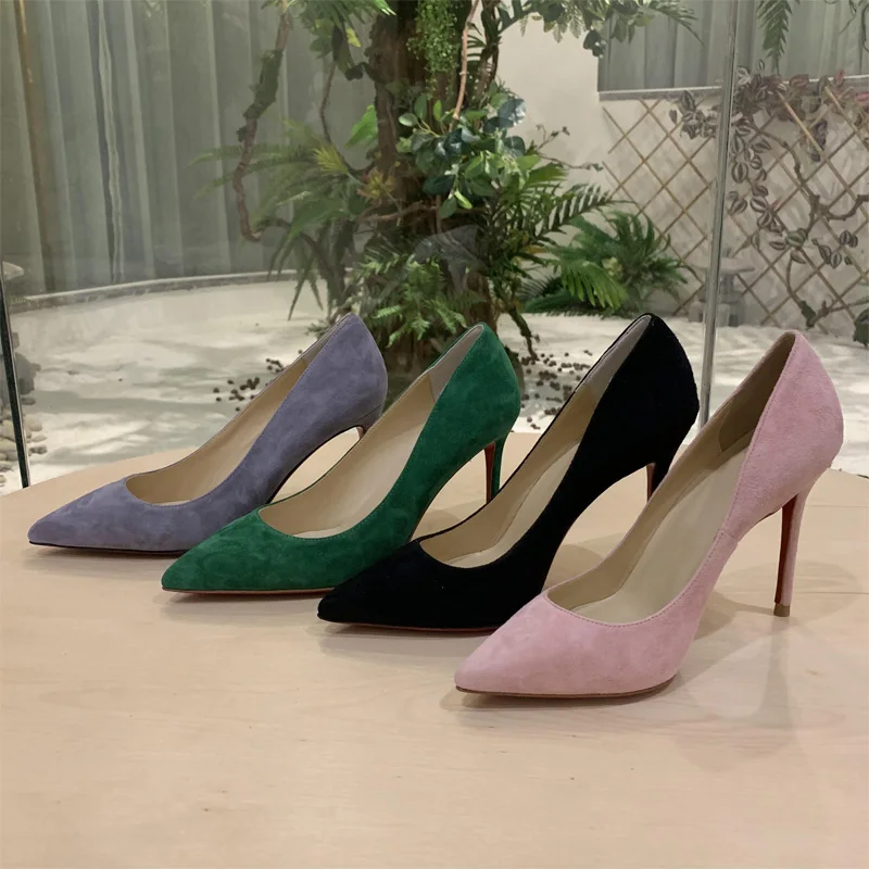 

Yuerui Fashion Party Wedding Stilettos Microfiber Suede Women Pointed Toe High Heel Shoes Solid Light Pumps Sexy Ladies 34-43S