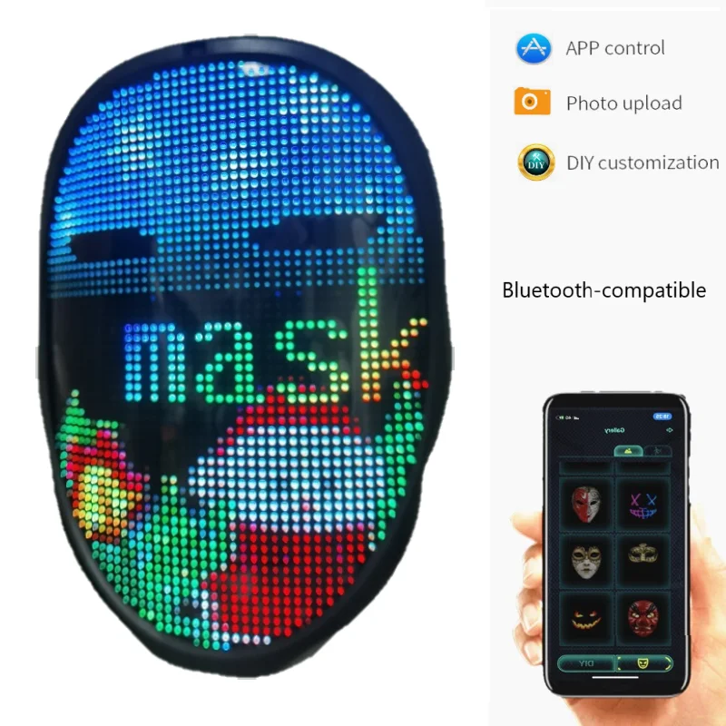 1 шт. Bluetooth-совместимая светодиодсветодиодный маска для Хэллоуина | Дом и сад