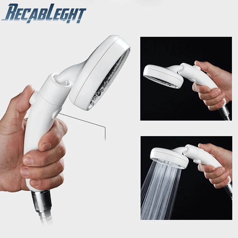 

Handheld Shower Head Rotating Colorful High Pressure With Switch Rainfall Nozzle ABS Water Saving Sprinklers Bathroom Accessory
