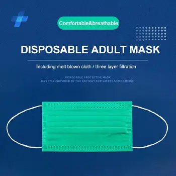 

10/50/100/500pcs Disposable Face Mask 3 Layers Filter Meltblown Earloop Breathable Gauze Mask Dark Green Adult Face Mouth Masks