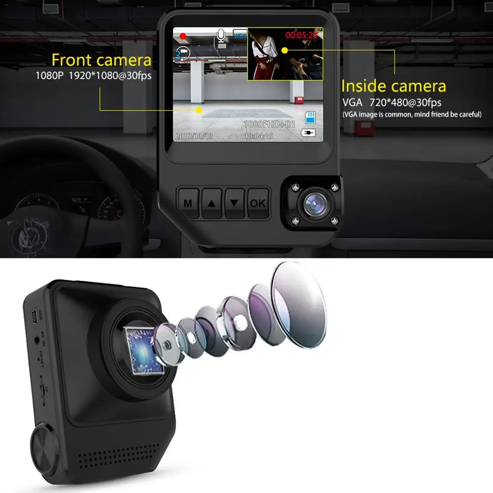 

Car Dash Cam 170 Wide-angle DVR Camera 2.31" TFT Driving Recorder Night Vision Rear Front Rear Double Recording G-Sensor Dashcam