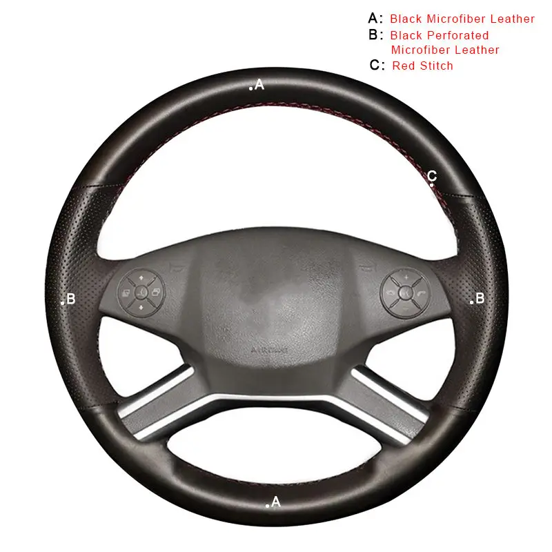 Авто оплетка на руль для Mercedes Benz M-Class 2009-2011 R-Class 2010- GL-Class 2010 DIY чехлы на колеса автомобиля - Название цвета: Microfiber Leather