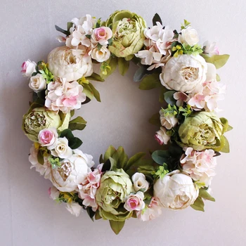 

Creative Artificial Flower Artificial Wreaths Peony Flower Green leaves