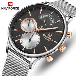 NAVIFORCE, мужские часы, Топ бренд, модные, бизнес, мужские часы, нержавеющая сталь, сетка, мужские часы, водонепроницаемые, кварцевые, Relogio Masculino