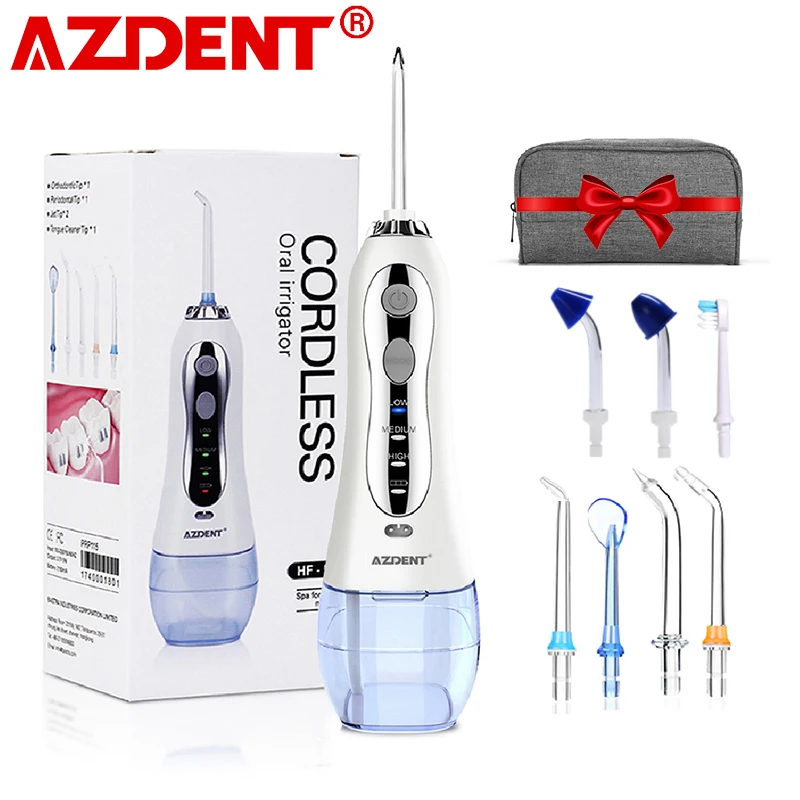 Azdent-irrigador Oral eléctrico portátil, 3 modos, hilo Dental de agua inalámbrico, recargable por USB, limpiador bucal de 300ml