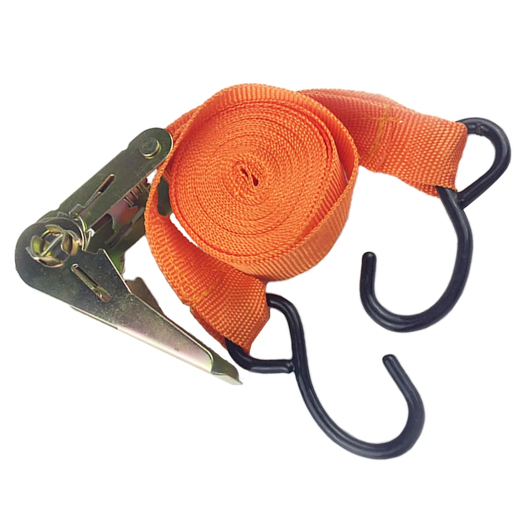 2 Pieces Tie Down Heavy Duty Ratchet Buckle Hook Truck Cargo Metal Strap 1