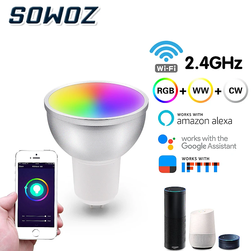 GU10 GU5.3 Смарт Управление лампа Led RGB светильник с регулируемой яркостью 5W