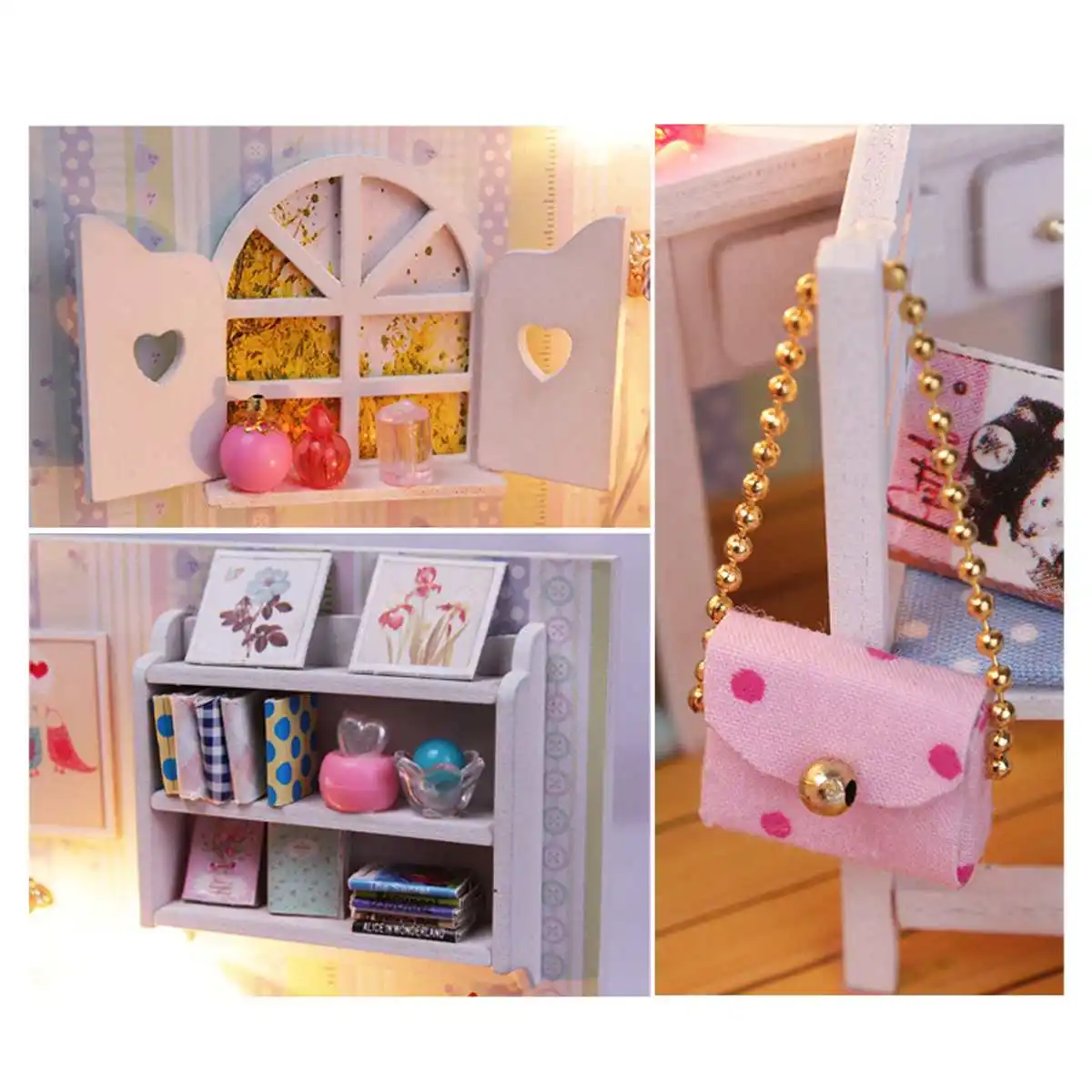 3D Деревянный кукольный дом мебель DIY Миниатюрный Кукольный домик Модель игрушки с светодиодный светильник для детей день рождения рождественские подарки
