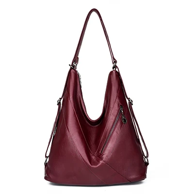Vfemage, многофункциональная Повседневная сумка, женская сумка с ручками сверху, женская сумка через плечо, вместительные женские сумки, женская сумка - Цвет: Burgundy
