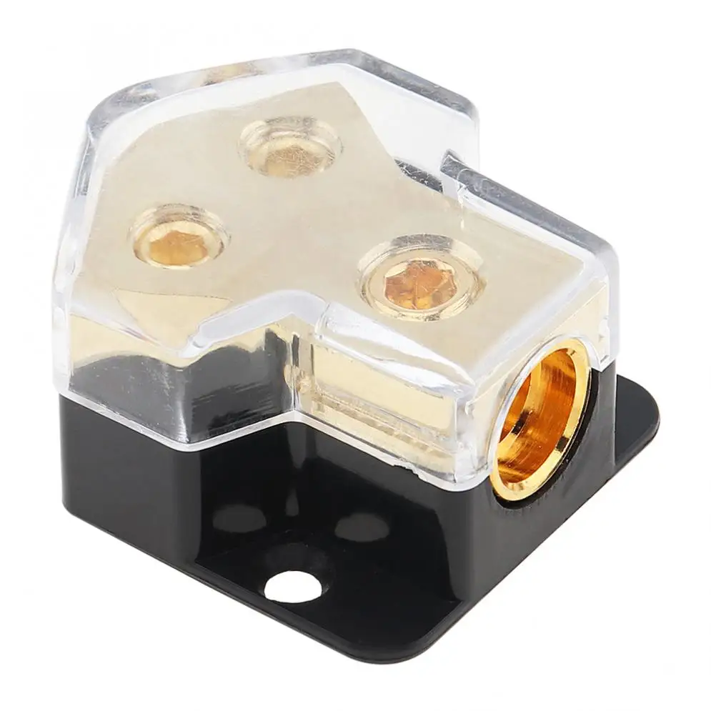 60A 12V 1 In 2 Ways Copper Plated Car Stereo Audio Power Fuse Holder