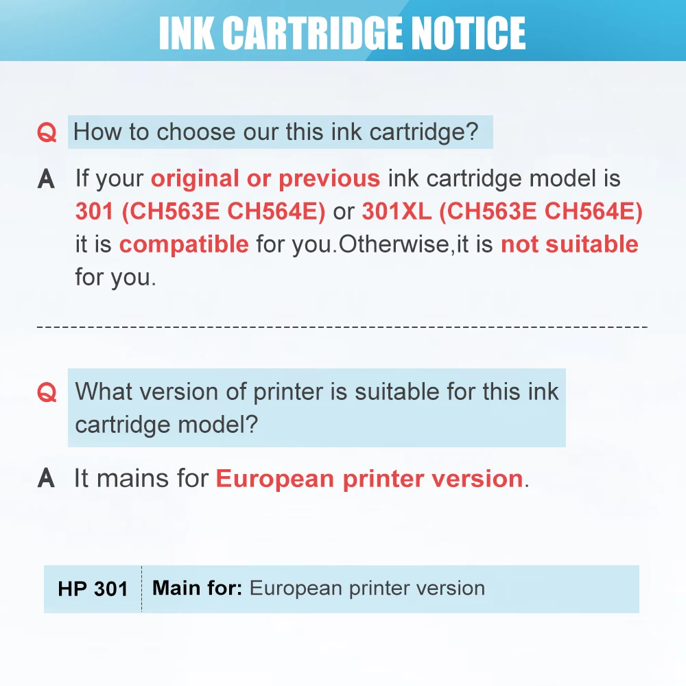 QSYRAINBOW совместимый картридж 301XL для HP 301 XL hp DeskJet 1050 2050 3050 2150 3150 1010 1510 2540|Чернильные