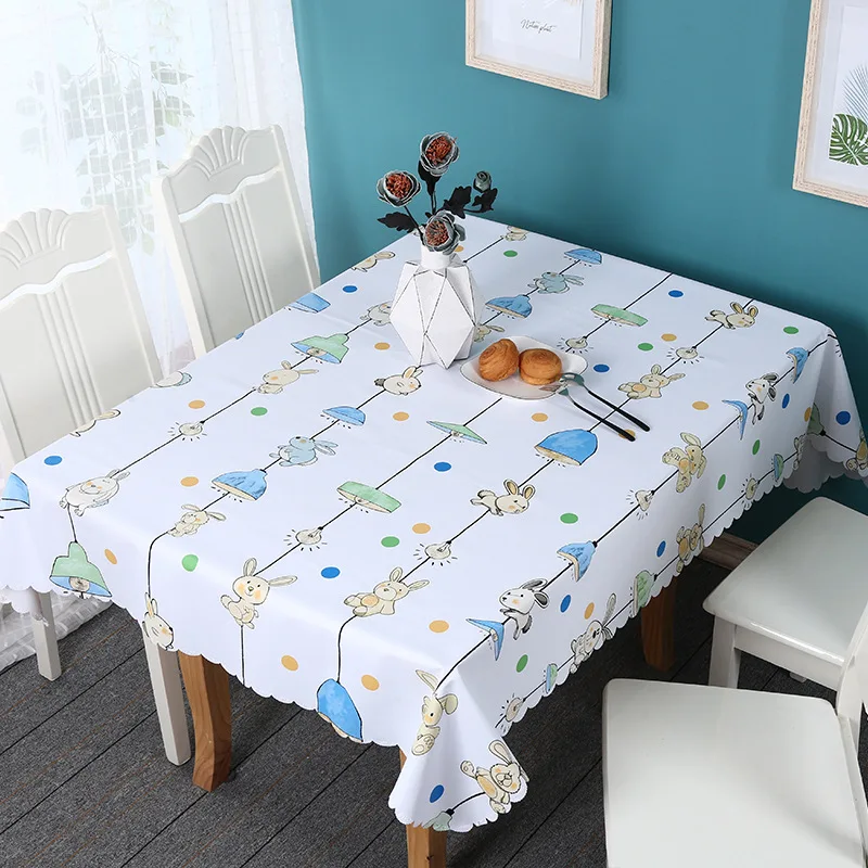  Waterproof PVC Tablecloth Cartoon Print Table Cloth Table Cover Waterproof Kitchen Pattern Oil Tabl