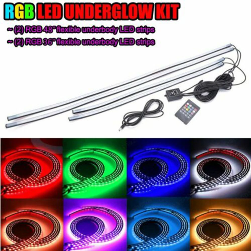 4 шт. 8 цветов светодиодные RGB ленты нижнее белье неоновый Accent Light 3" /48" набор трубок