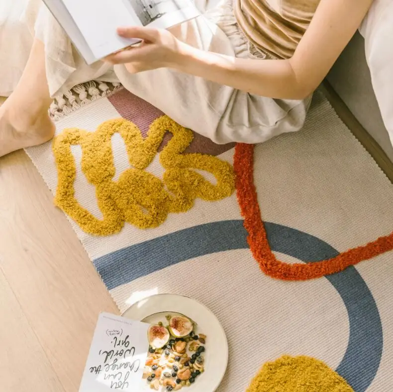 Нордический тканый ковер из хлопка и льна с кисточками, напольный коврик, дверной гобелен для спальни, декоративное одеяло, чайный ковер для гостиной