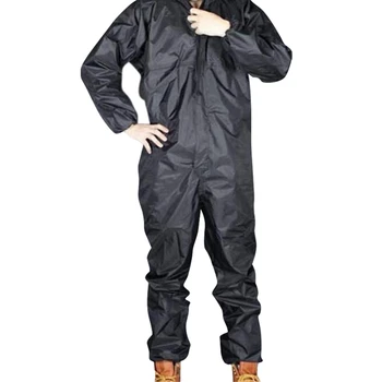 

2set Motorcycle Raincoat /Conjoined Raincoat/Overalls Men and Women Fission Rain Suit Rain Coat Black Size XXL/ XXXL