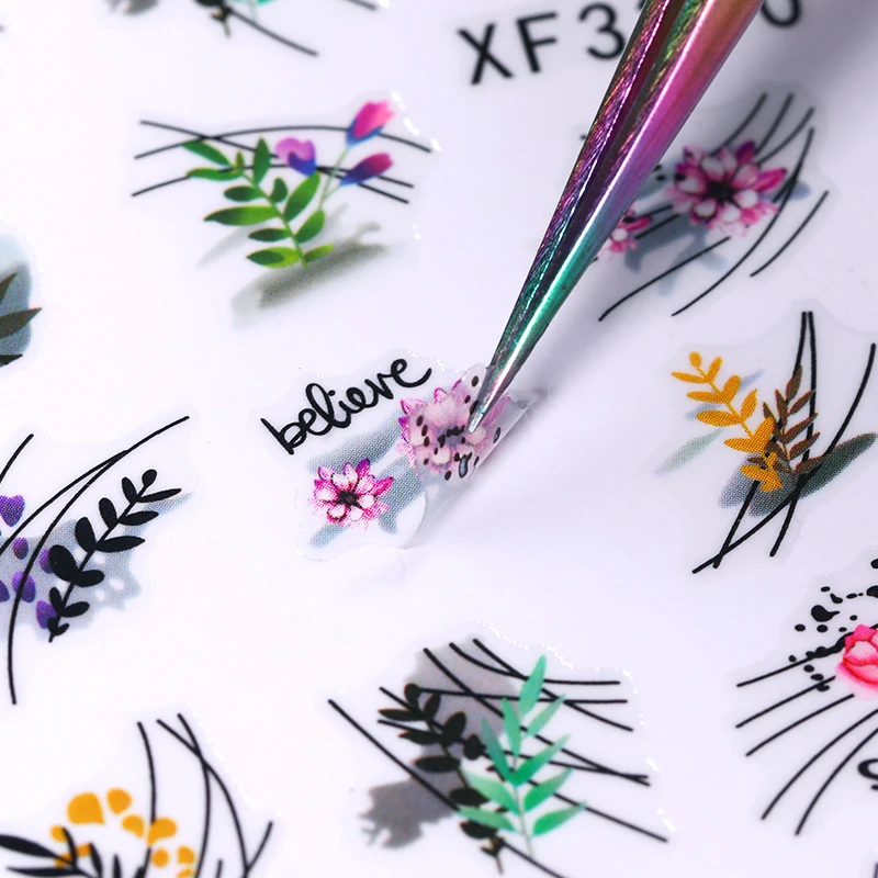 Простые 3D наклейки для маникюра с цветами геометрические линии переводные листы водные ползунки украшения для маникюра зеленый 1 шт. / наклейки и наклейки / - AliExpress - Lo mejor para la piel y la manicura