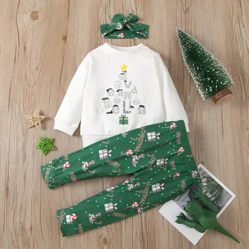 

Christmas Print T-Shirt Pants for Kids 0-2Y Baby Cotton Long Sleeve Shirt Tops Pants Autumn Winter Xmas Home Clothes Sets