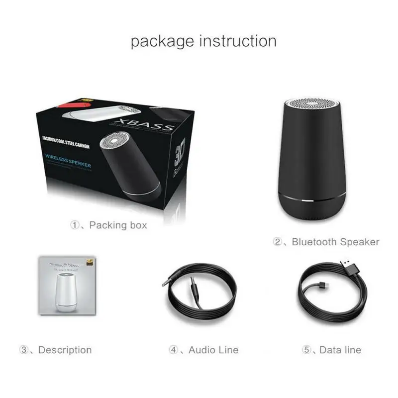 Портативный беспроводной Bluetooth 5,0 динамик водонепроницаемый 3D объемный бас светодиодный динамик
