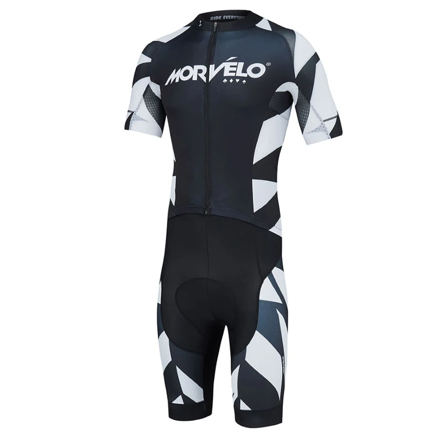 MORVELO мужской костюм для триатлона велосипедная Одежда MTB велосипед skinsuit ciclismo боди дышащий спортивный для плавания и бега гель - Цвет: Черный