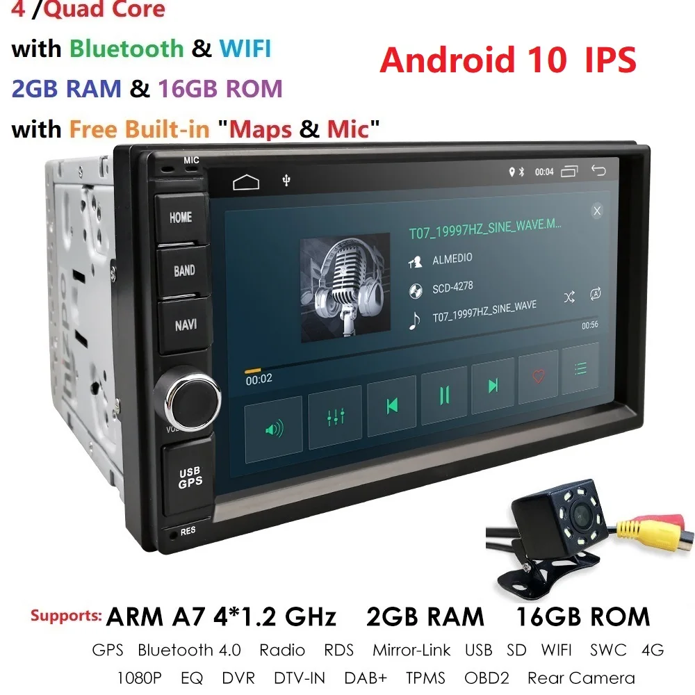 Android 8.1 Double 2Din Car Stereo Radio GPS Nav Wifi 4G DAB 2GB RAM 16G+Camera