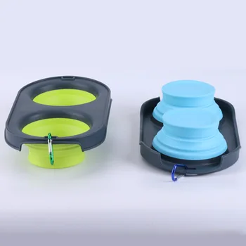 

Pet Outdoor Portable Folding Bowl, Pet Folding Silicone Double Bowl, Cat, Dog, Shepherd Dog and Dog Beverage Bowl Accessories