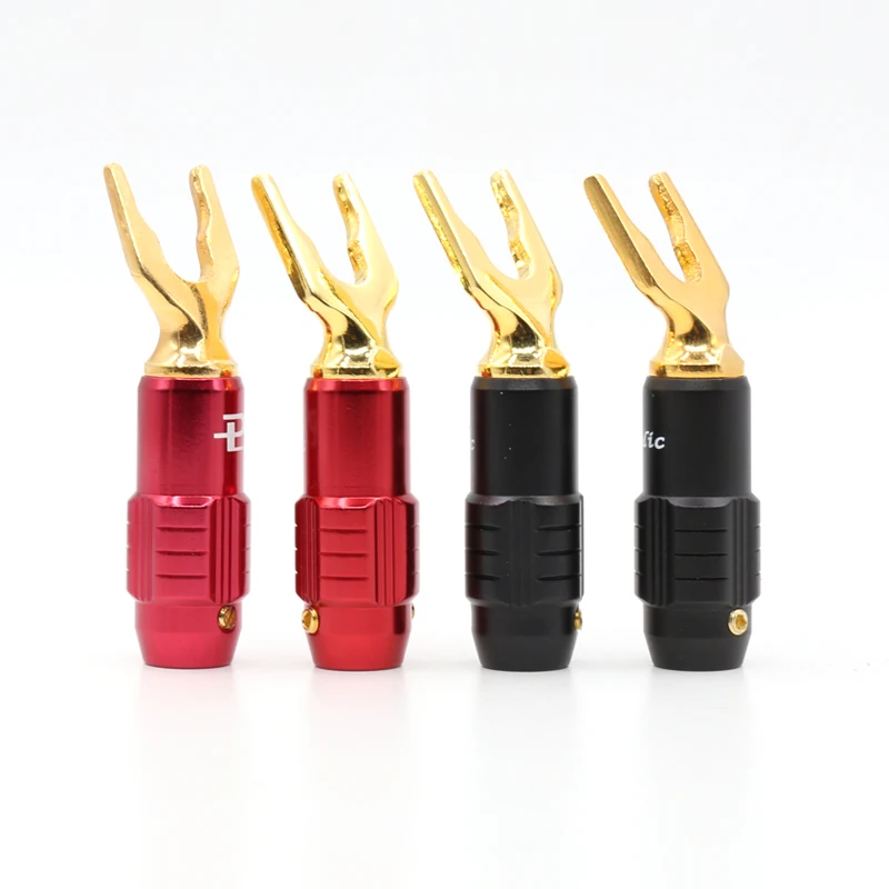 

HiFi 4 pcs PALIC 24K gold-plated plug, high-end speaker plug, banana head y-fork terminal, brass gold-plated banana plug