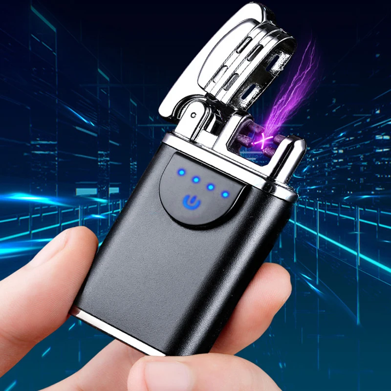 

Zinc Alloy Encendedores Electrical Display of Double Arc USB Lighter Dropship Suppliers Creative Personality Birthday Gift