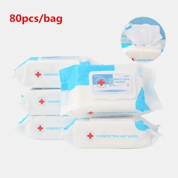 

80pcs/bag Disinfection Wipes Pads Alcohol Swabs Wet Wipes Skin Cleaning Care Sterilization First Aid Cleaning Tissue Wipes