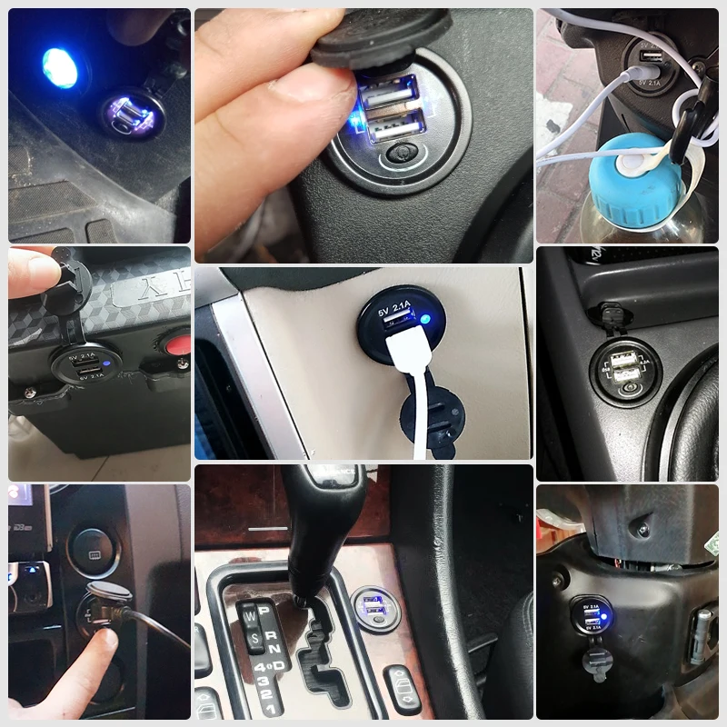 Автомобильный usb адаптер светодиодный светильник водонепроницаемый кабель