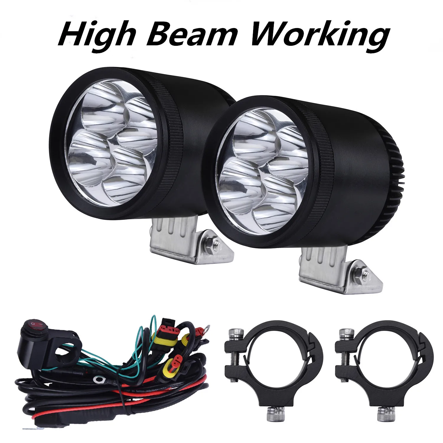High Beam Working LDDCZENGHUITEC Пара мотоциклетный Светодиодный точечный светильник 4* XML U3 светодиодный чип 40 Вт 4400 люмен Водонепроницаемый светодиодный Светодиодный светильник для мотоцикла - Цвет: High Beam Working