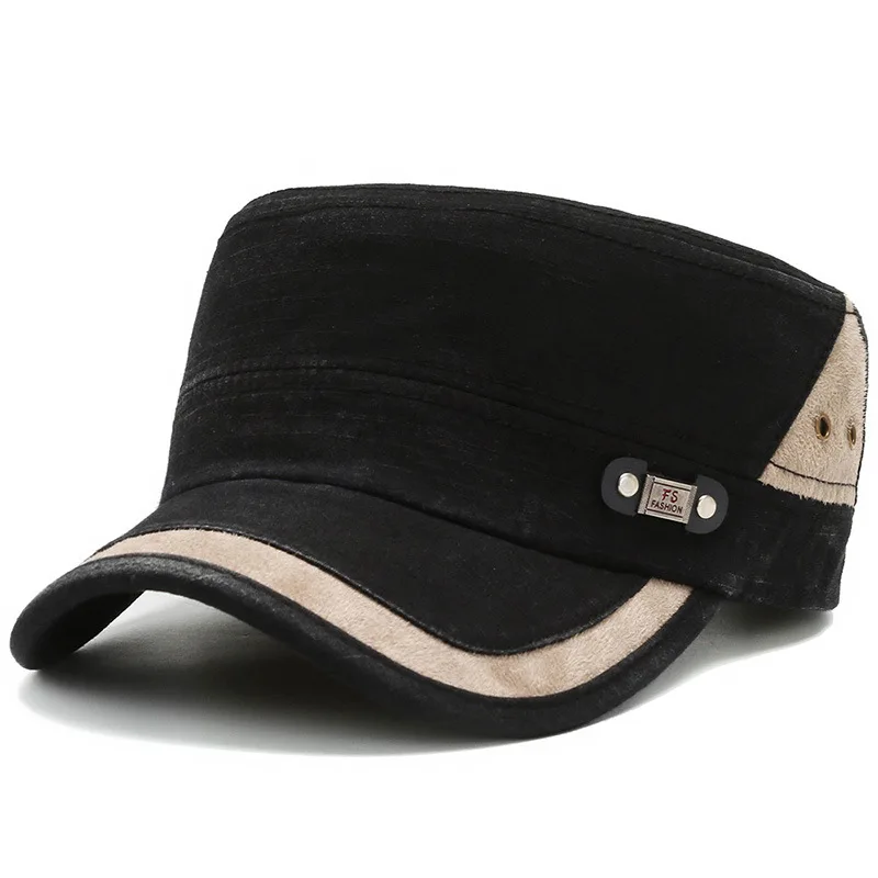 Baseball Cap Flat Top Military All Cotton Vintage Army Snapback For Men Women