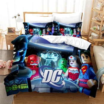 

New Superman Cartoon Printed Duvet Cover Pillowcases Adult Kids The Flash Batman 3d Bedding Set Twin Full Queen King Size Gifts