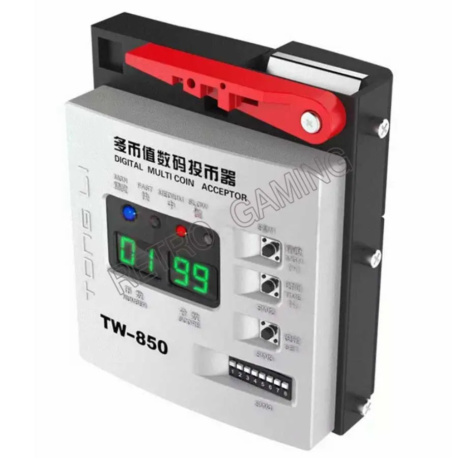 

TW-850 Digital Top Entry Multi Coin Acceptor Token Selector Coin Mech for Arcade Game Cabinet Kiosk Vending Machine