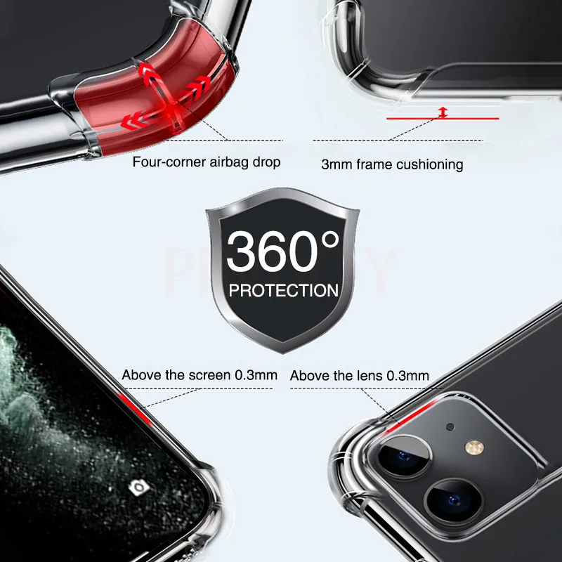 Luxury Shockproof Transparent Silicone Phone Case - Elegant and Durable Back Cover