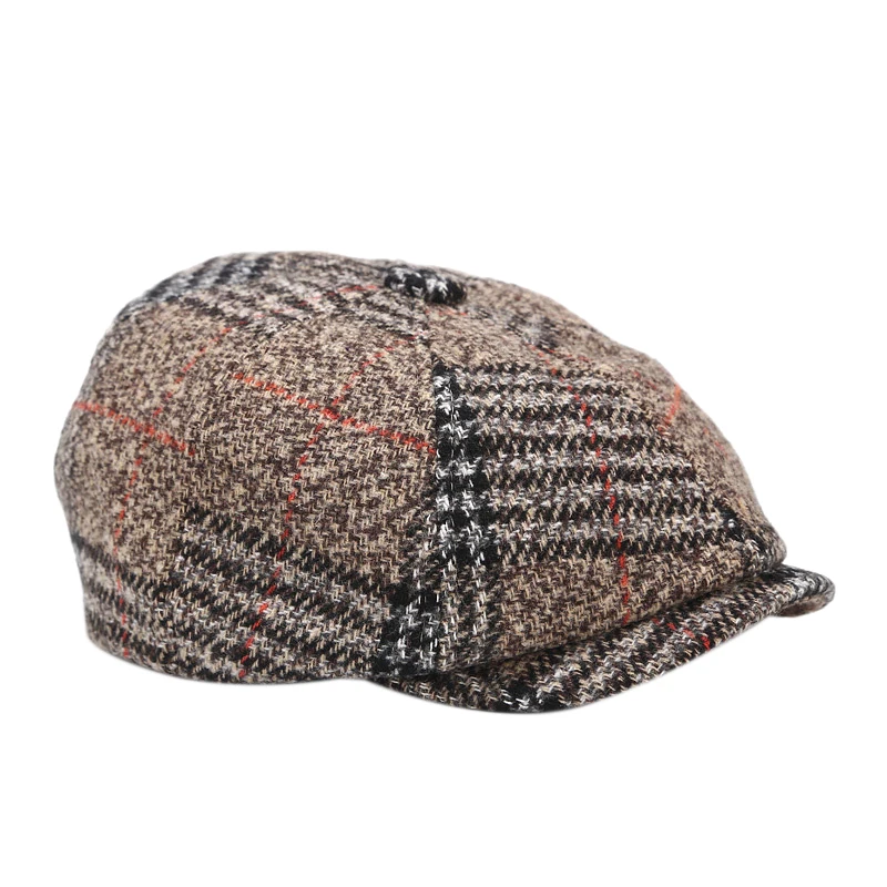 Берет унисекс осень и зима Винтаж фетровая решетка восьмиугольная шляпа уличный козырек