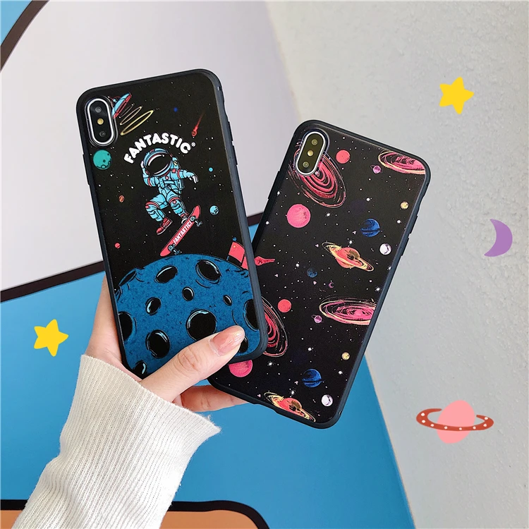 Рельеф модные астронавтов звездное небо чехол для iPhone X XS Max XR 6 S 7 8plus стильная
