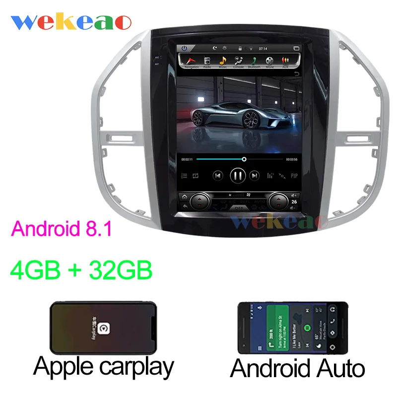 Android Car Radio Wekeao вертикальный экран Tesla стиль 12,1 ''Android 8,1 автомобильный Dvd мультимедийный плеер для Mercedes Benz Vito DVD Автомобильный плеер 4G - Цвет: Android Car Radio