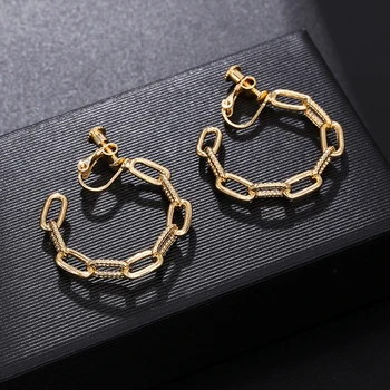 

Retro Carved Texture Metal Hoop Clip on Earrings for Women Fashion Statement Non Pierced Round Ear Clips Punk Vintage Jewelry