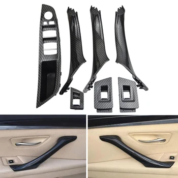 

7PCS For BMW 5 Series F10 F11 F18 520i 523i 525i 528i 535i Interior Door Carbon Fiber Pull Handle Window Switch Panel