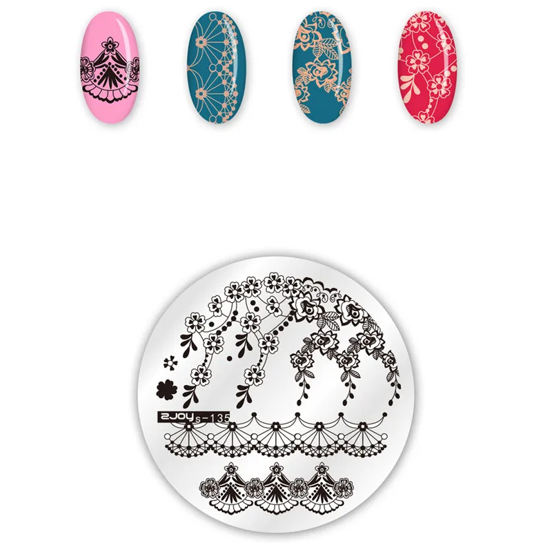 Round Nail Stamping Plates Flower Wind Chimes Animal Pattern Natural Plants Leaves Nail Art Stamp Templates Stencil Accessories