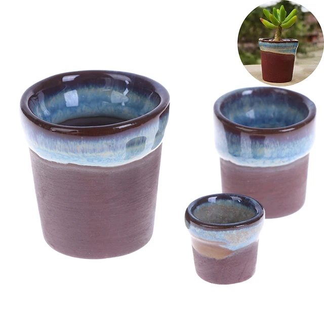 1PC Mini Ceramics Flowerpot Simulation Garden Flower Pot Model Toy For 1:12/1:6 Dollhouse Miniature Doll Houses Accessories 5