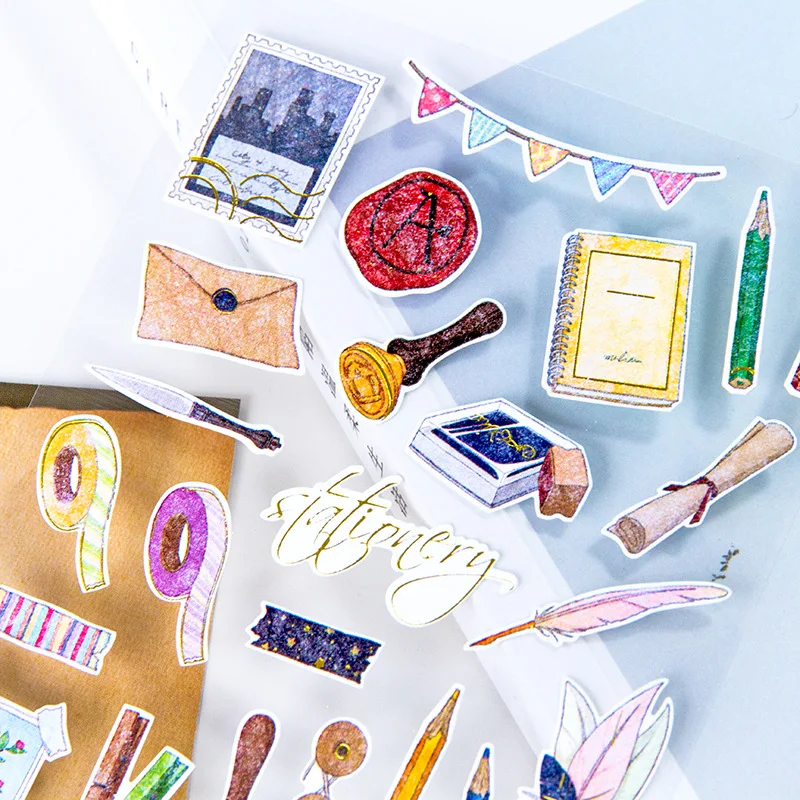 Cute Stationery Stickers For Scrapbooking Vintage Diary Decorative Korea Sticker Junk Journal DIY Craft Supplies One Sheet