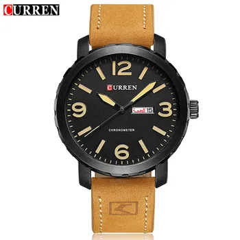 

Clock Men Fashion Brand CURREN Casual Leather Business Watch Men Display Date Week Quartz Male Wristwatch Montre Homme