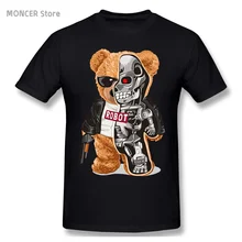 

ROBOT Skeleton Gun Teddy Bear T Shirt Casual Man/women Tee T-Shirt Short Sleeve Cotton Tshirt