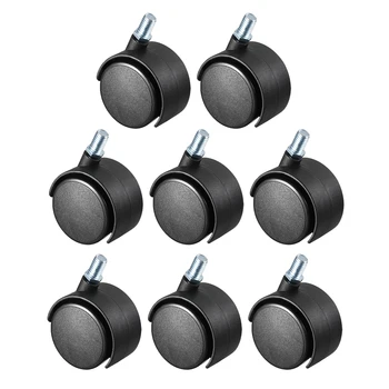 

uxcell 8 Pcs 2 Inch Swivel Casters Nylon Twin Wheel M8 x 13mm Threaded Stem Swivel Caster Black