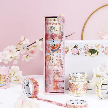 

7 Rolls/Box Bronzing Washi Tape Set Masking Tape Decorative Adhesive Tape Sticker Chinese Style Stickers Stationery Supply