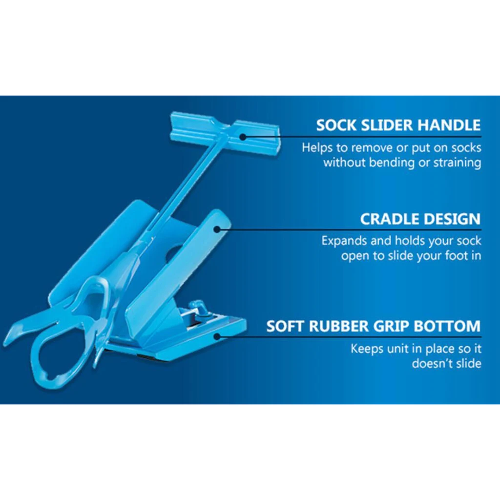 1pcs Sock Slider Aid Blue Helper Kit No Bending Shoe Horn Socks Foot Brace Support Helps Put Socks On Off shoe horn sock aid kit