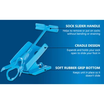 1pcs Sock Slider Aid Blue Helper Kit No Bending Shoe Horn Suitable For Socks Foot Brace Support Helps Put Socks On Off 6