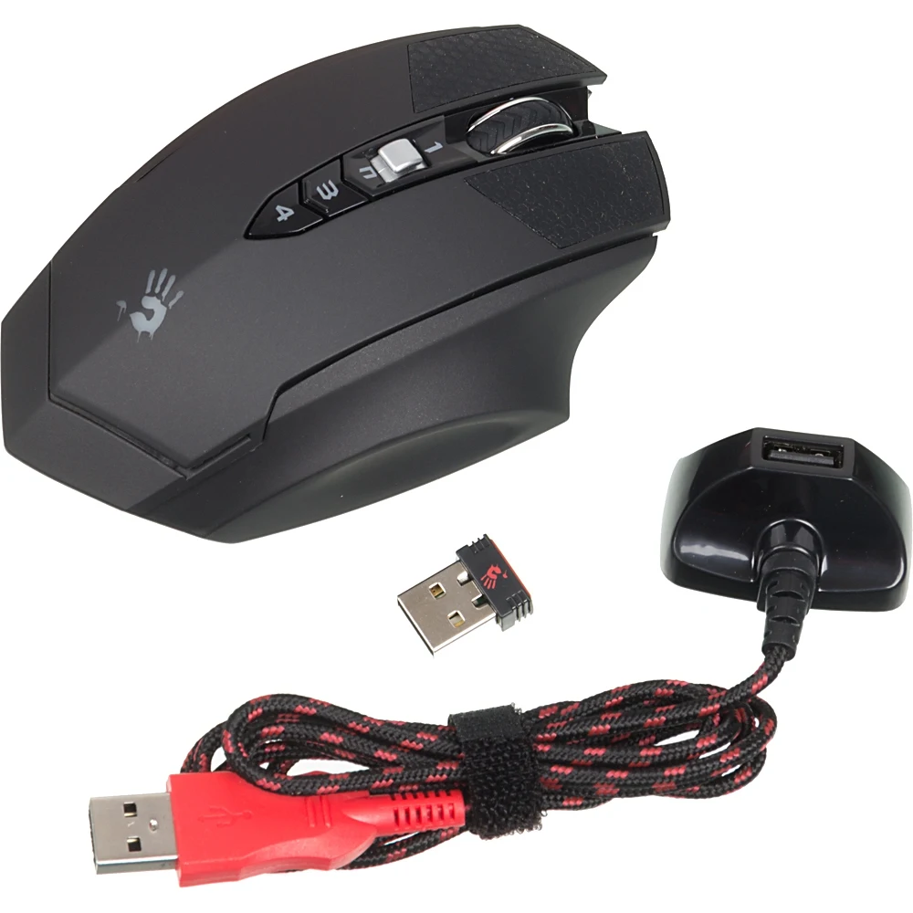 Мышь A4 Bloody Warrior RT7/RT70 черный оптическая(4000dpi) беспроводная USB2.0 игровая(9but